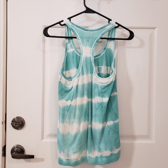 Lululemon Athletica Swity Twch Racerback Tie-Dye Tank Top - Teal & White Size 6 - Picture 2 of 4